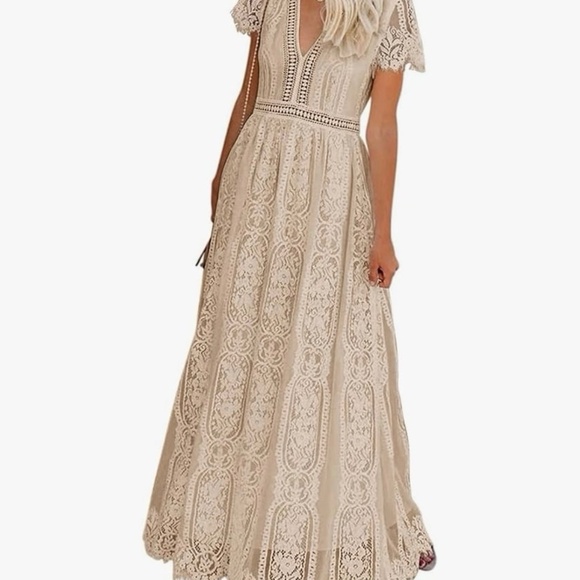 Ivory lace boho maxi dress - Picture 1 of 8